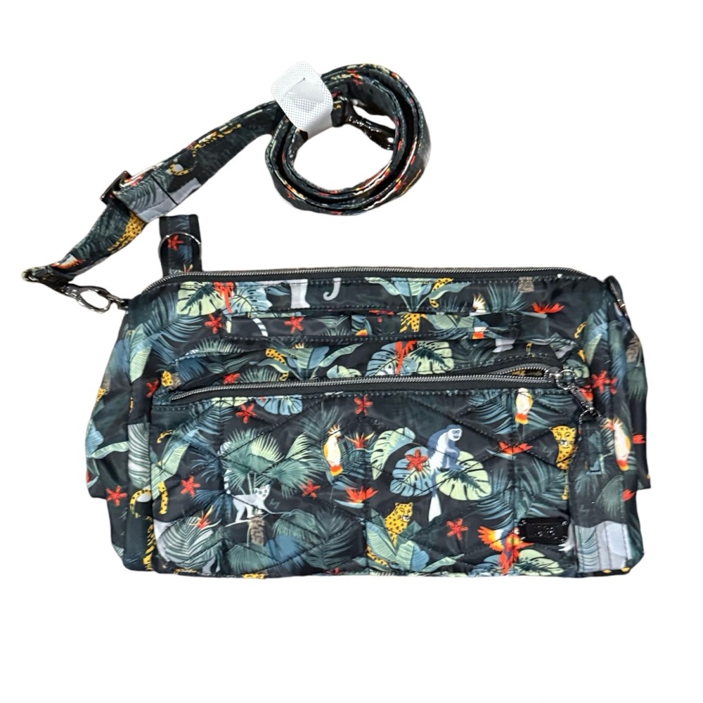 Lug Stretch Crossbody Bag Wildlife Black Print NWOT